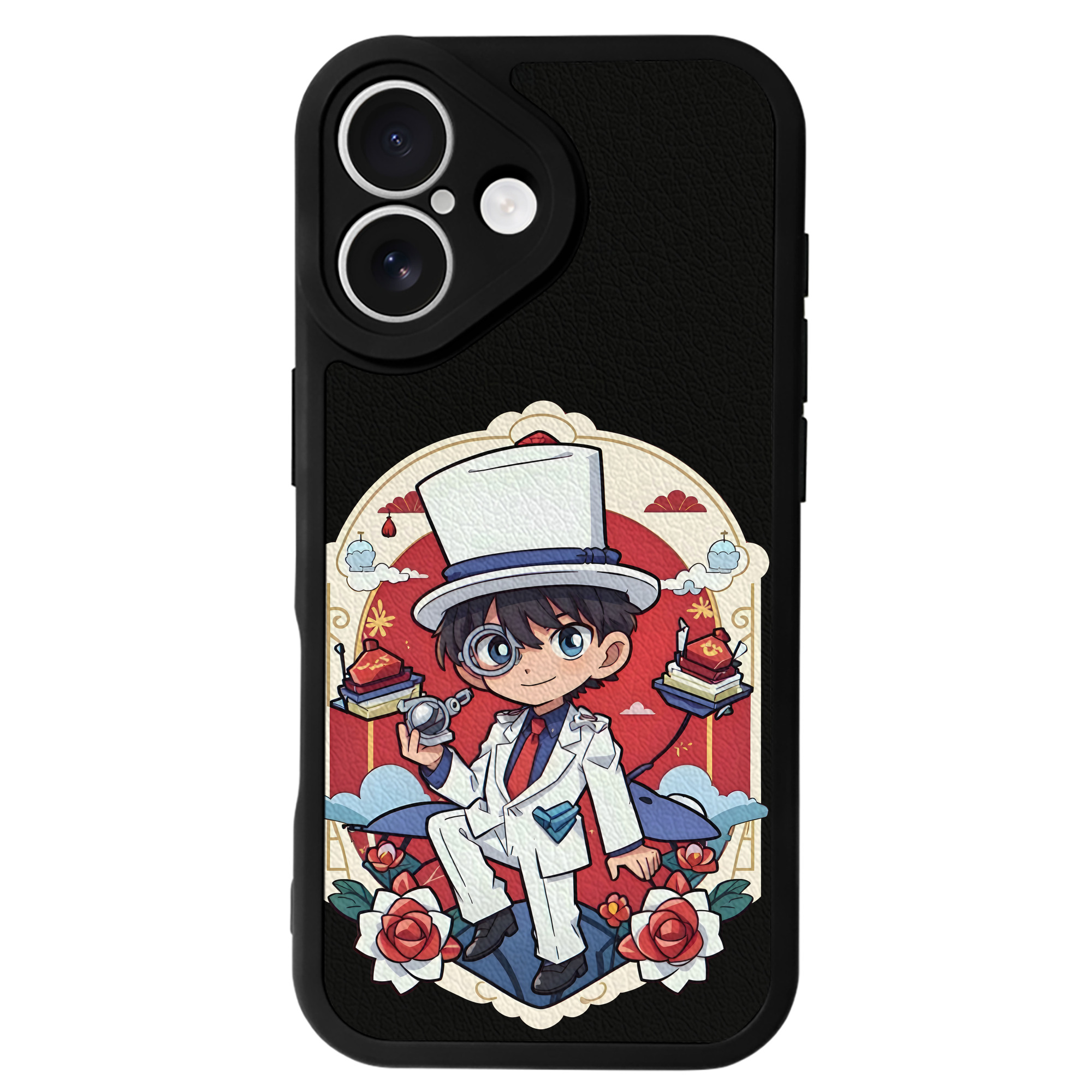 （画像用） 名探偵コナン くろば かいと Detective Conan Kuroba Kaito 【iPhone 16シリーズ対応】シリコンスマホケース（レザー調） 材質：シリコン